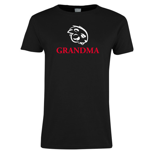  Womens Black Short Sleeve Tee - Grandma with Buzz