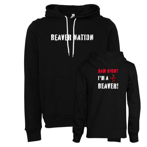  Bella + Canvas Black Fleece Hood - Beaver Nation Stencil