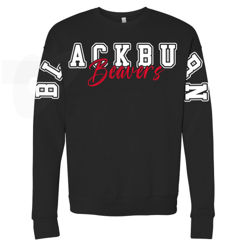  Bella + Canvas Black Fleece Crew - Blackburn Beavers Wordmark