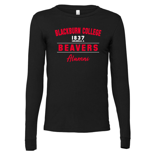  Bella + Canvas Black Jersey Cotton Long Sleeve T Shirt - Blackburn College Beavers Alumni