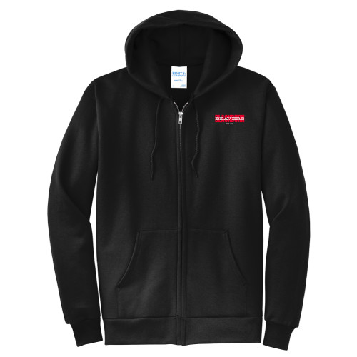  Extended Black Fleece Full Zip Hoodie - Blackburn with Beavers Overlay