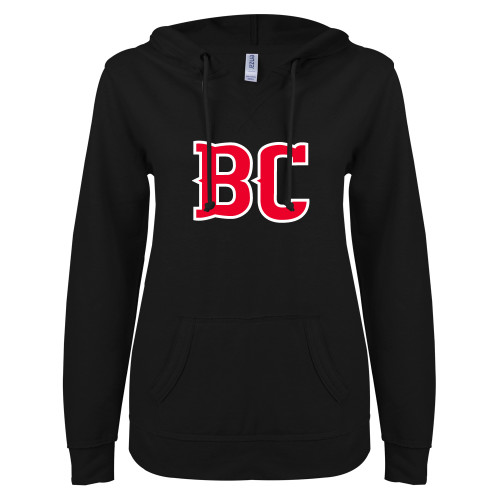 Main Image for  ENZA Womens Black V Notch Raw Edge Fleece Hoodie