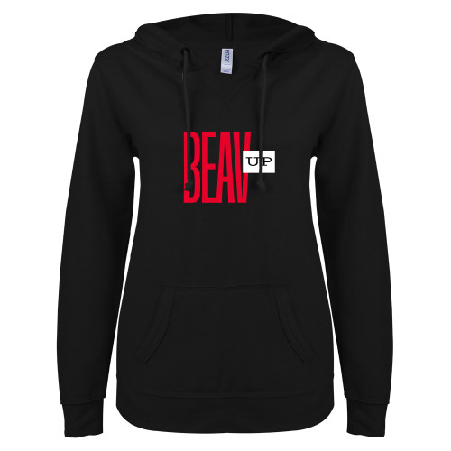Main Image for  ENZA Womens Black V Notch Raw Edge Fleece Hoodie