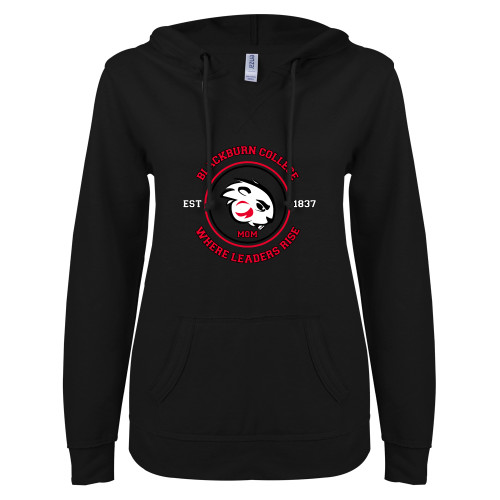 Main Image for  ENZA Womens Black V Notch Raw Edge Fleece Hoodie