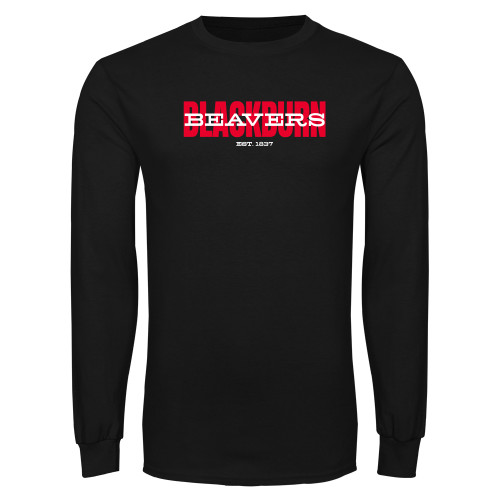  Black Long Sleeve T Shirt - Blackburn with Beavers Overlay