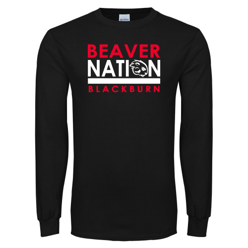  Black Long Sleeve T Shirt - Beaver Nation with Buzz