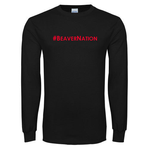  Black Long Sleeve T Shirt - Hashtag Beaver Nation