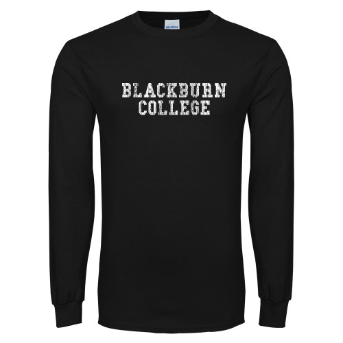  Black Long Sleeve T Shirt - Blackburn College Collegiate Distressed