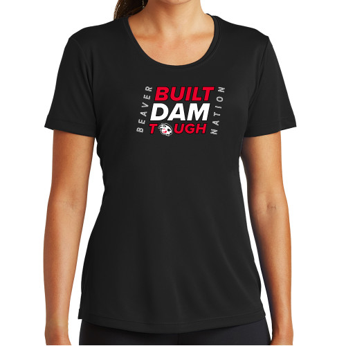  Womens Black Performance Tee - Built Dam Tough