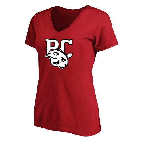  Womens Plus Red V Neck T Shirt - BC with Buzz
