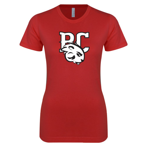  Next Level Womens Red Boyfriend Tee - BC with Buzz