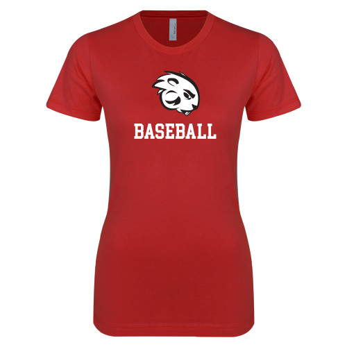  Next Level Womens Red Boyfriend Tee - Baseball