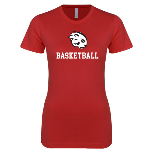  Next Level Womens Red Boyfriend Tee - Basketball