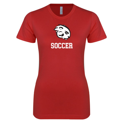  Next Level Womens Red Boyfriend Tee - Soccer