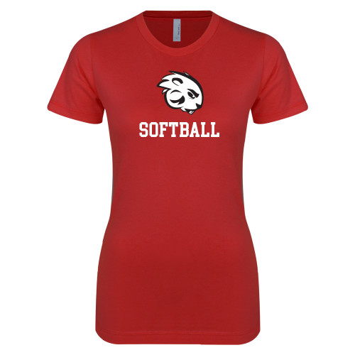  Next Level Womens Red Boyfriend Tee - Softball
