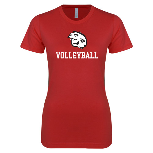  Next Level Womens Red Boyfriend Tee - Volleyball