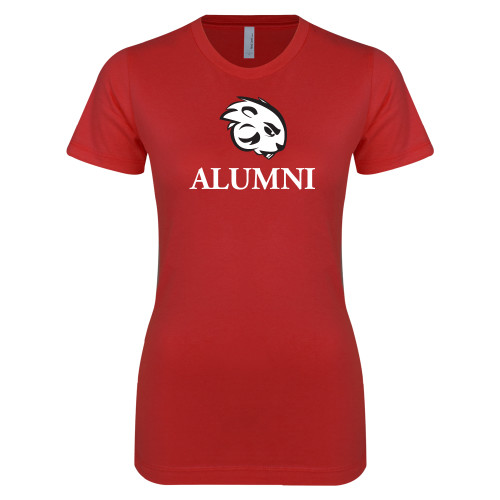  Next Level Womens Red Boyfriend Tee - Alumni with Buzz