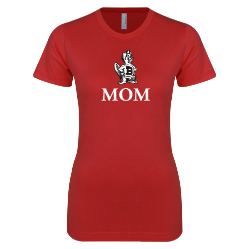  Next Level Womens Red Boyfriend Tee - Mom with Barney
