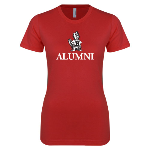  Next Level Womens Red Boyfriend Tee - Alumni with Barney