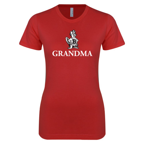  Next Level Womens Red Boyfriend Tee - Grandma with Barney
