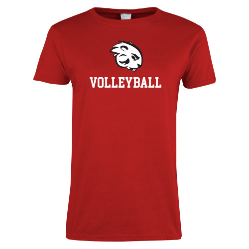  Womens Short Sleeve Red Tee - Volleyball