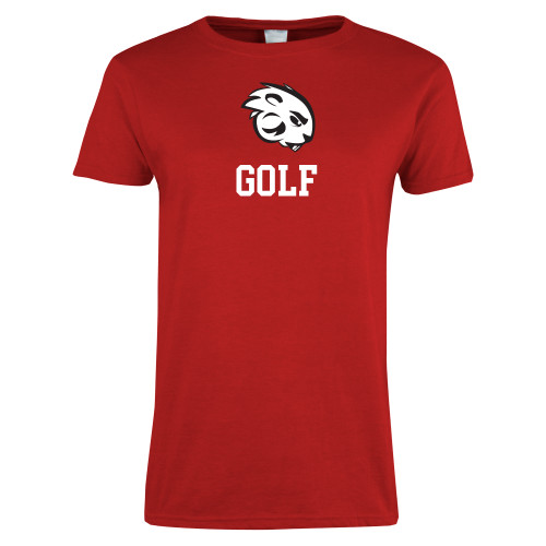  Womens Short Sleeve Red Tee - Golf