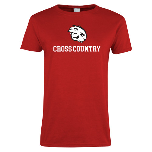  Womens Short Sleeve Red Tee - Cross Country
