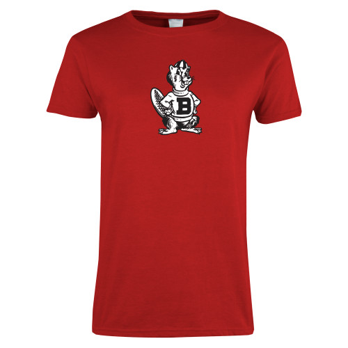  Womens Short Sleeve Red Tee - Barney
