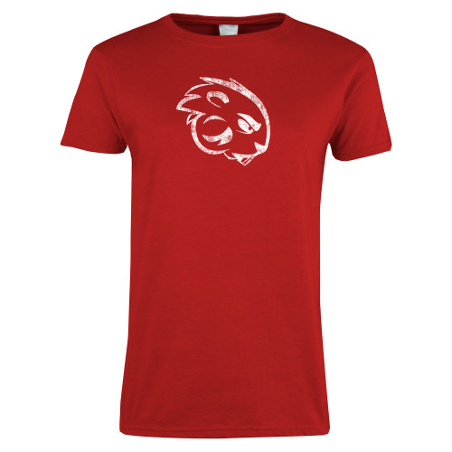  Womens Short Sleeve Red Tee - Buzz Distressed