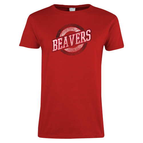  Womens Short Sleeve Red Tee - Beaver Target