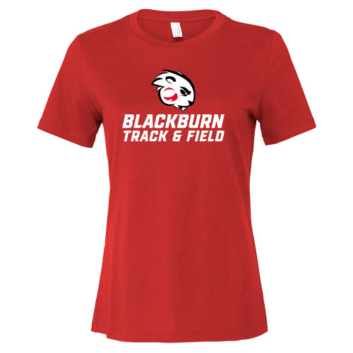  Bella + Canvas Womens Red Relaxed Cotton T Shirt - Blakcburn Track and Field