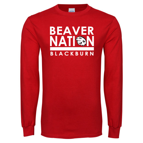  Red Long Sleeve T Shirt - Beaver Nation with Buzz