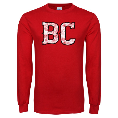  Red Long Sleeve T Shirt - BC Distressed