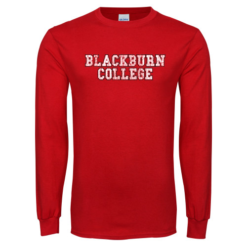  Red Long Sleeve T Shirt - Blackburn College Collegiate Distressed