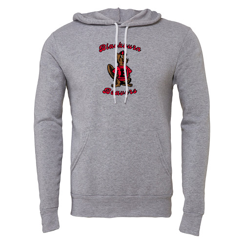  Bella + Canvas Heather Grey Fleece Hood - Blackburn Beavers Script with Barney