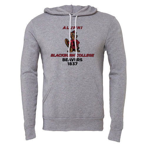  Bella + Canvas Heather Grey Fleece Hood - Blackburn College Beavers Alumni with Mascot