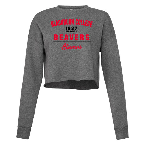  Bella + Canvas Womens Deep Heather Cropped Fleece Crew - Blackburn College Beavers Alumni