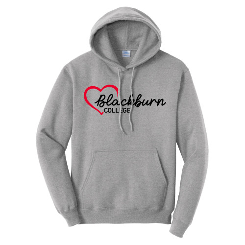  Tall Athletic Heather Fleece Hoodie - Blackburn College with Heart
