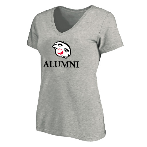  Womens Plus Heather Grey V Neck T Shirt - Alumni with Buzz