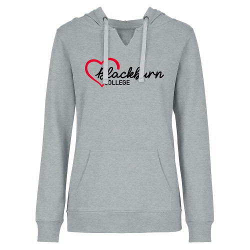  Womens Plus Heather Grey Hoodie - Blackburn College with Heart