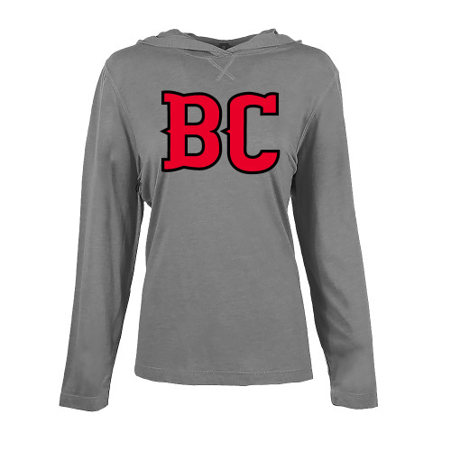  Womens Grey Heather Long Sleeve Hooded Tee - BC