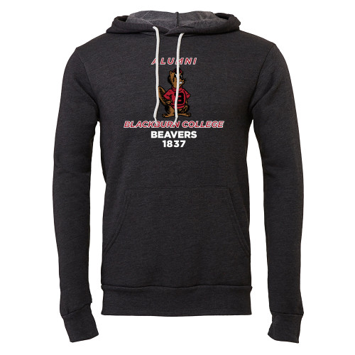  Bella + Canvas Dark Grey Heather Fleece Hood - Blackburn College Beavers Alumni with Mascot