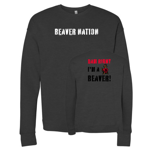  Bella + Canvas Dark Grey Heather Fleece Crew - Beaver Nation Stencil
