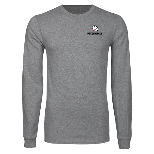  Grey Long Sleeve T Shirt - Volleyball