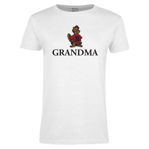  Womens White Short Sleeve Tee - Grandma with Barney