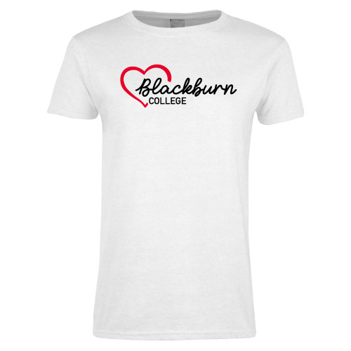  Womens White Short Sleeve Tee - Blackburn College with Heart