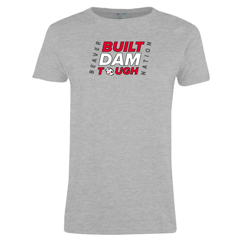  Womens Grey Short Sleeve Tee - Built Dam Tough