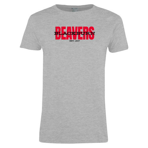  Womens Grey Short Sleeve Tee - Beavers with Blackburn Overlay