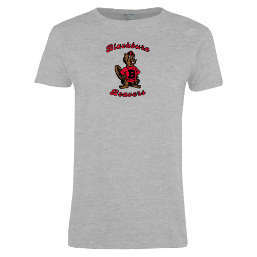  Womens Grey Short Sleeve Tee - Blackburn Beavers Script with Barney