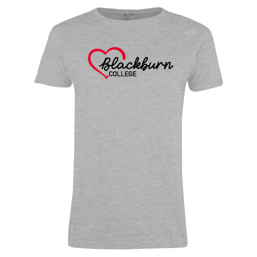  Womens Grey Short Sleeve Tee - Blackburn College with Heart
